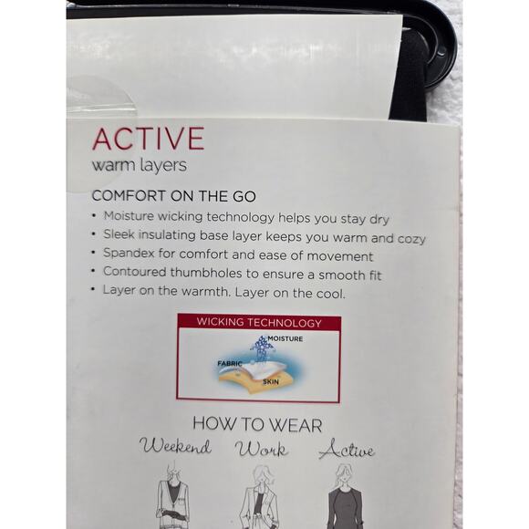 Warm Essentials Size: S Women's Black Long Sleeve Crew NWT - Picture 6 of 6